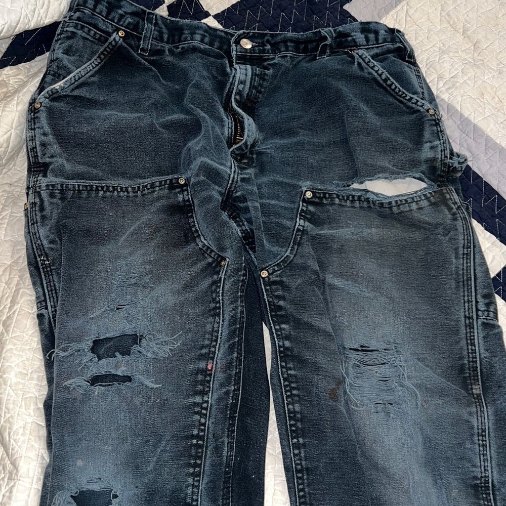 Distressed Carhartt double Lee work pants vintage 36” x 32” - Picture 2 of 4